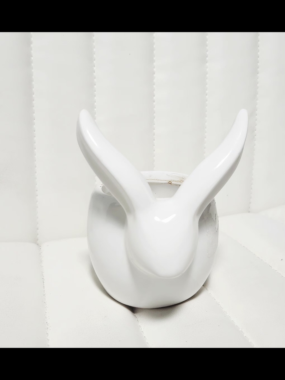 White Ceramic Bunny Planter